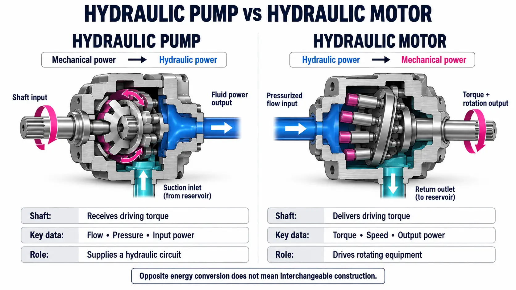Hydraulic pump vs motor