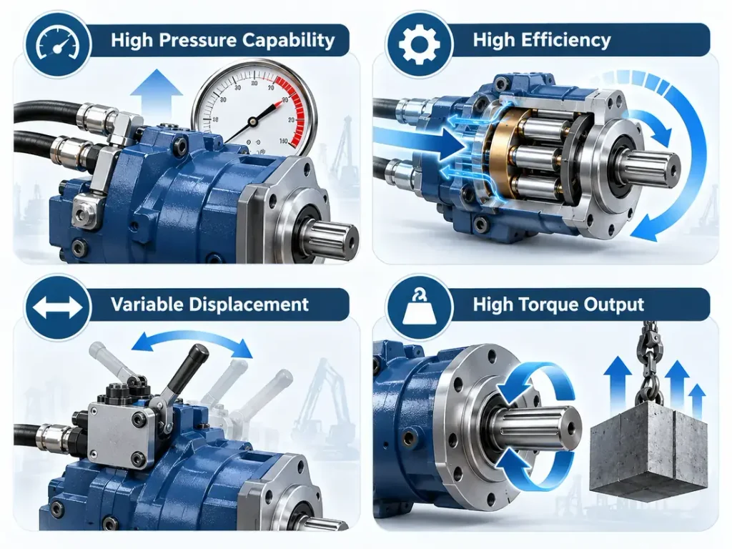 Hydraulic piston motor performance benefits high pressure efficiency displacement torque